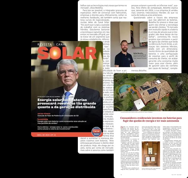 Matérias da revista Canal Solar sobre sistemas híbridos da Dalsun