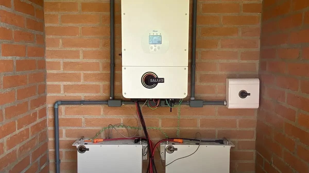 Inversor híbrido e baterias instalados em Santana do Parnaíba, SP