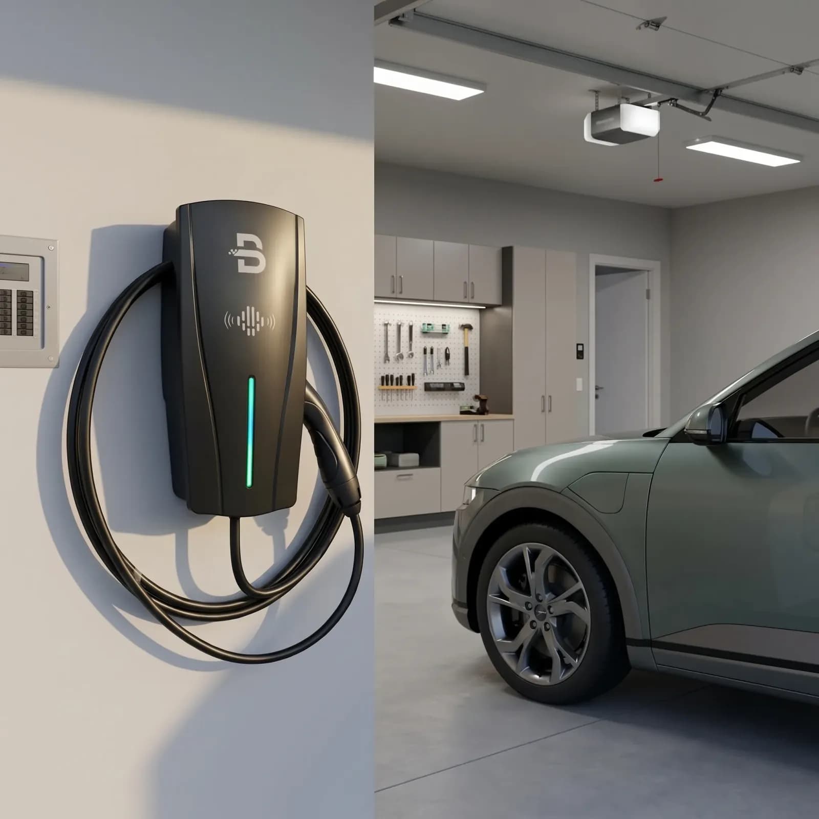 Wallbox instalado em garagem residencial