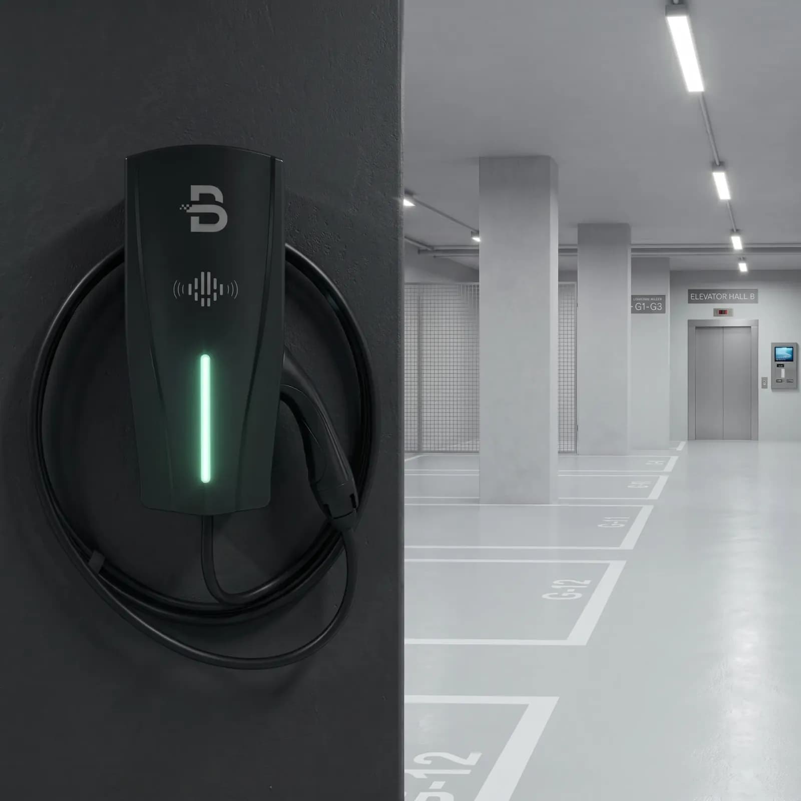 Wallbox instalado em garagem de condomínio residencial