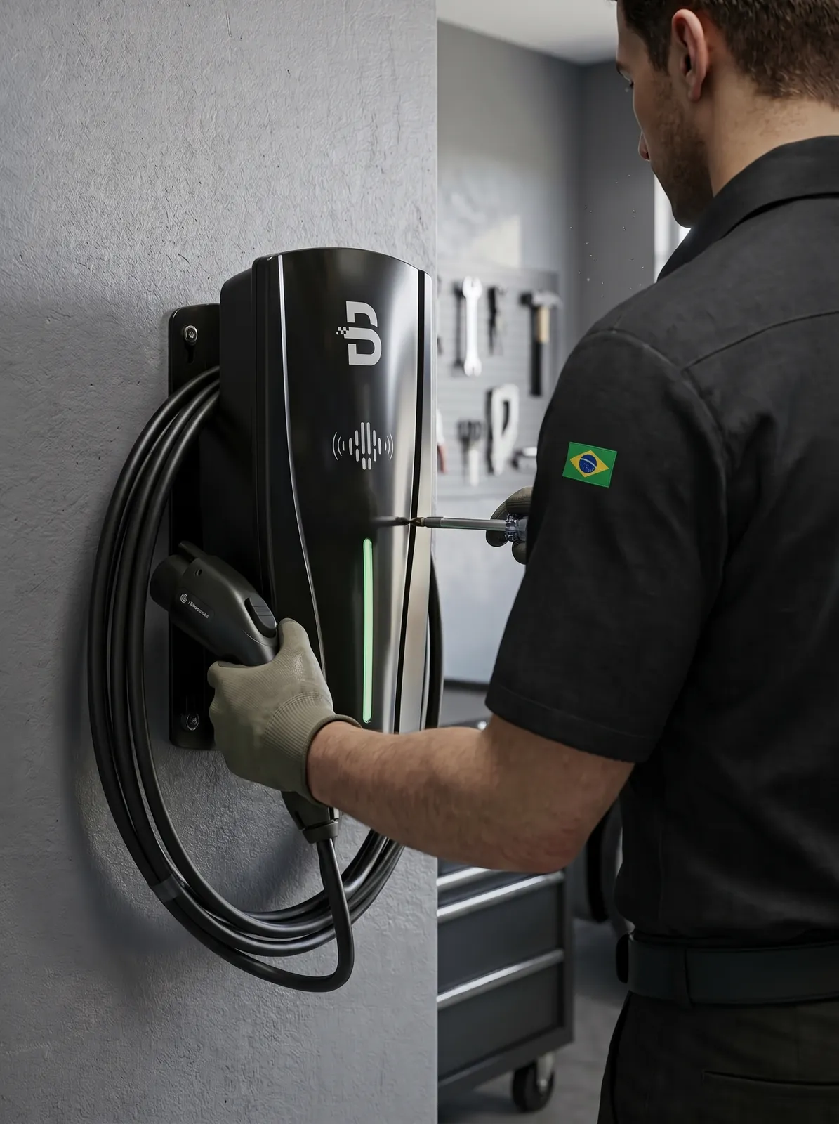 Técnico da Dalsun instalando um Wallbox
